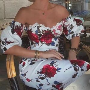 Off Shoulder Rose Dress Party Event Dinner Dress